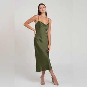 Jenny Yoo Adele Luxe Satin Olive Green